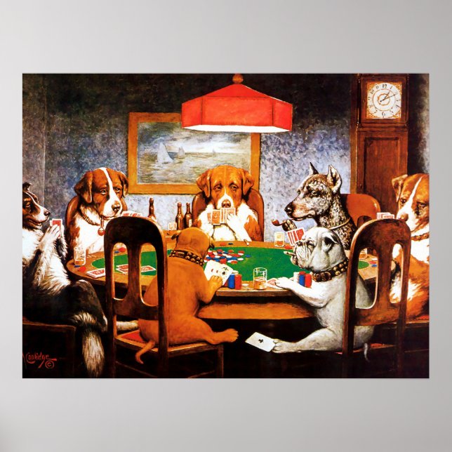 En vän i nöd C M Coolidge Hundar som spelar poker Poster (Framsidan)