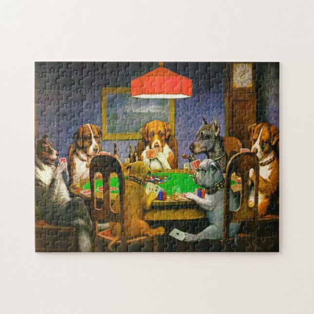 En vän i nöd hundar som spelar poker 1903 pussel (Horisontell)