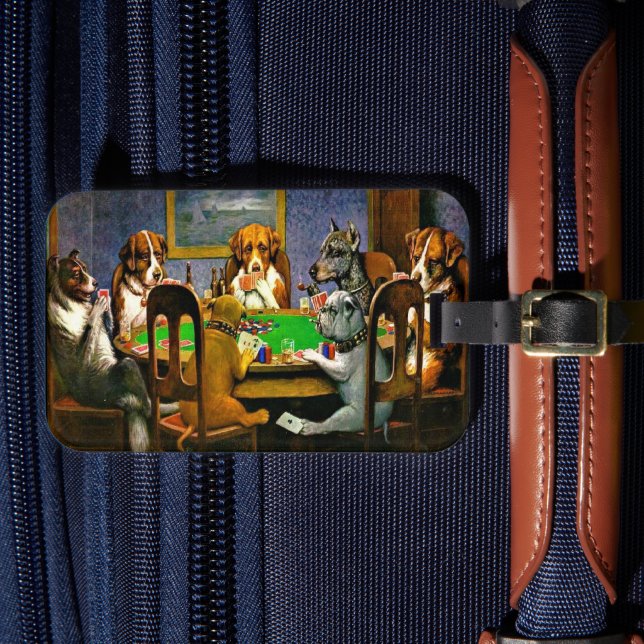 En vän i nöd, hundar som spelar poker, bagagebricka (Framsida Insitu 4)