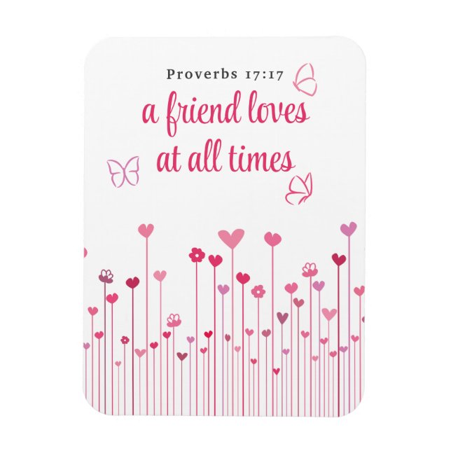 En vän Kärlek vid alla tidningar säger Heart Flowe Magnet (Vertikal)