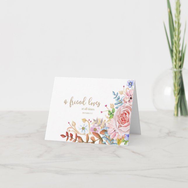 En vän Kärlek vid alla tidpunkter prov 17:17 Anteckningskort (Framsida)