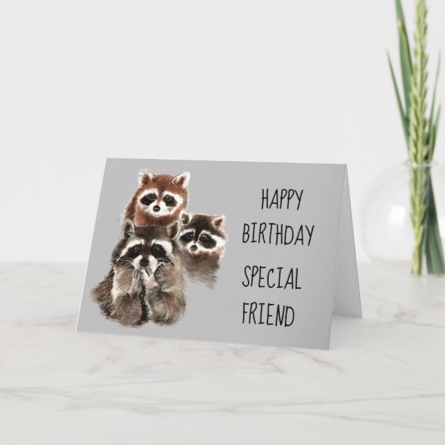 En vän som din journey Raccoon Birthday-Roligt Kort (Framsida)