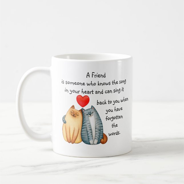 En vän Vänskap Kärlek citerar Cute Mugg (Vänster)