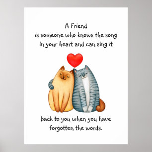 En vän Vänskap Kärlek citerar Cute Mugg Poster