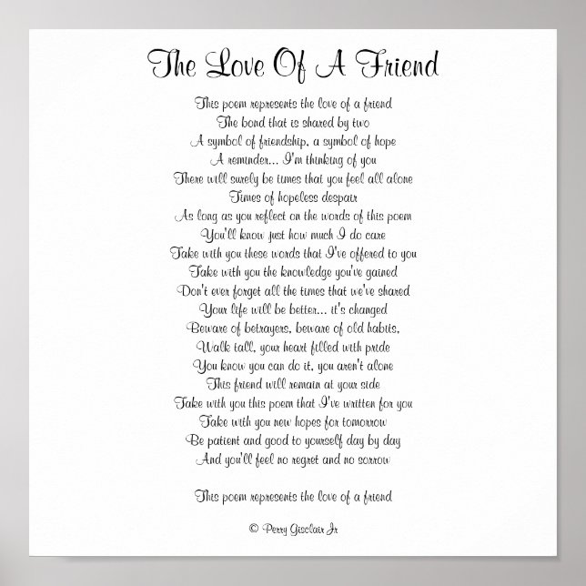 EN VÄNNES KÄRLEK POSTER (Framsidan)