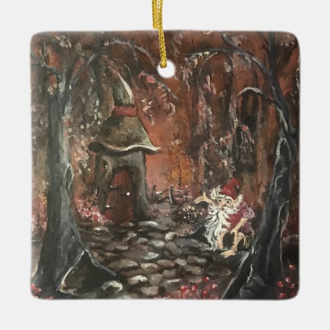 En vänskaplig djup i Skogen Julgransprydnad Keramik (Framsida)