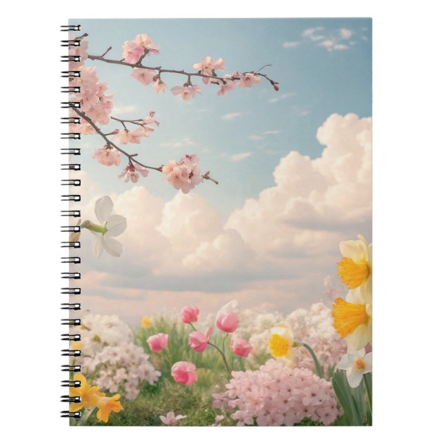 En vårblommig bakgrund anteckningsbok (Framsidan)