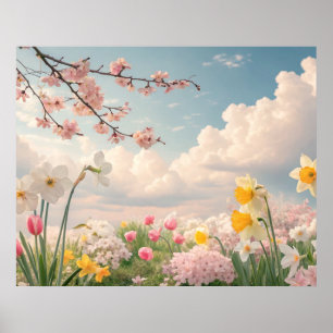 En vårblommig bakgrund poster
