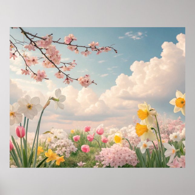 En vårblommig bakgrund poster (Framsidan)