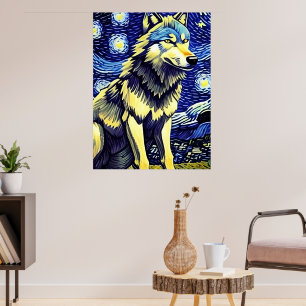 En Varg i Starry-natten Poster
