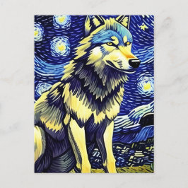 En Varg i Starry-natten Vykort