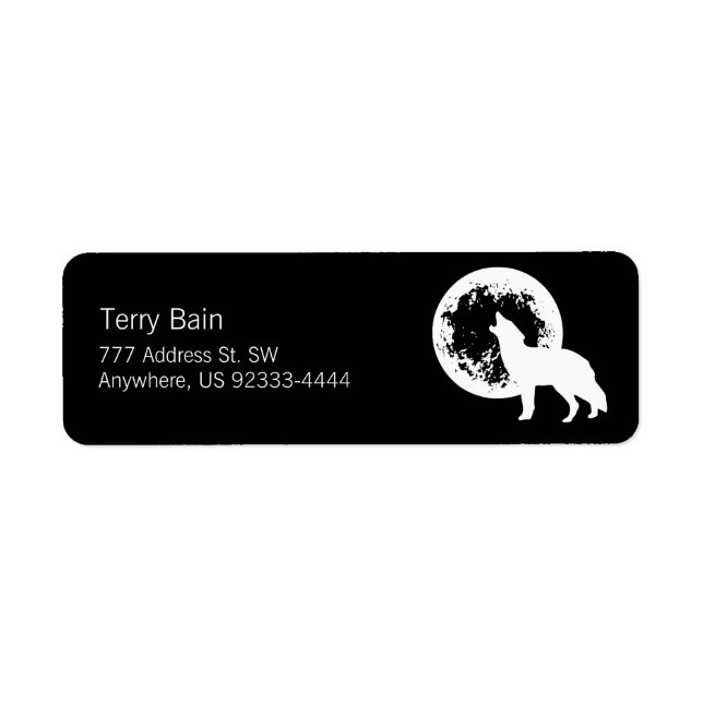En Varg Måne Returadress Etikett (Framsidan)