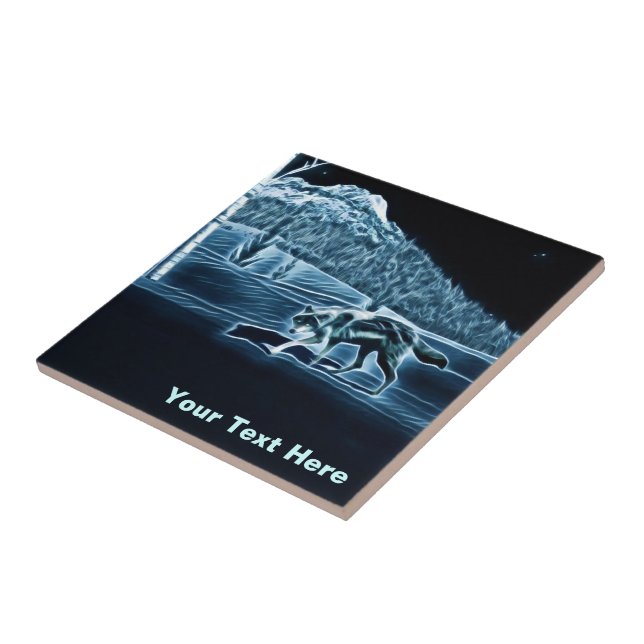 En Varg på Snö Kakelplatta (Sidan)