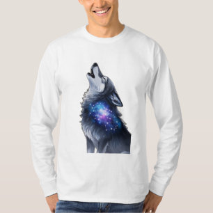 En varg som hakar vid en stjärngalaxi t shirt