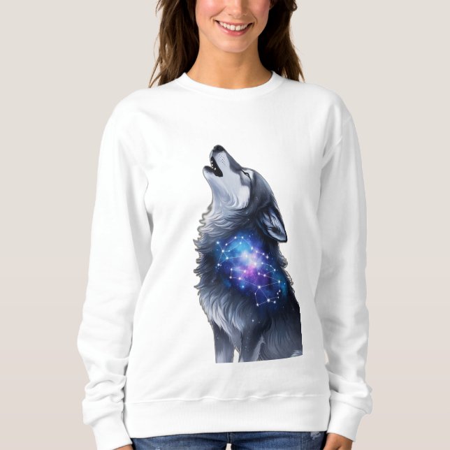 En varg som hakar vid en stjärngalaxi t shirt (Framsida)