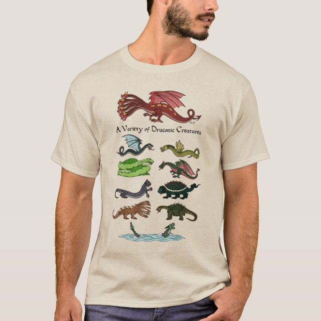 En variation av drakiska varelser t shirt (Framsida)