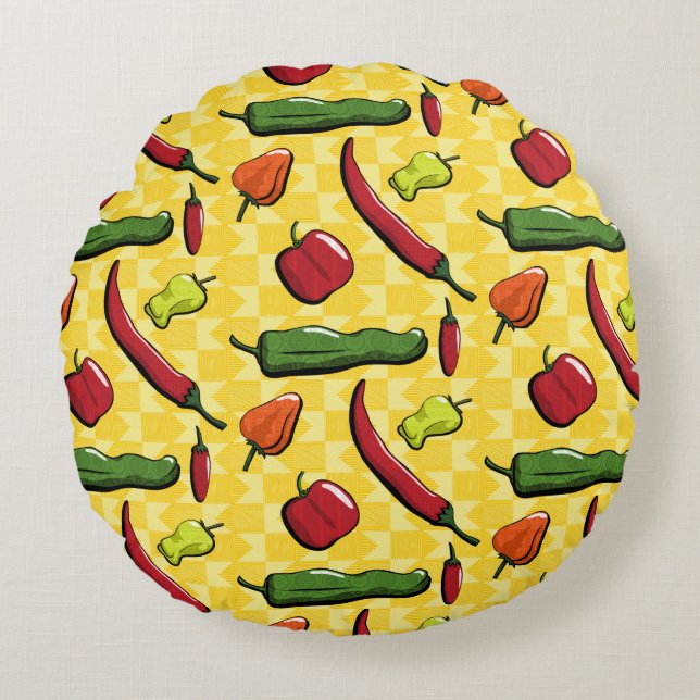 En värld av barnpaprika runda Pillow Rund Kudde (Framsidan)