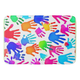 En värld av händer i färg badrumsmatta