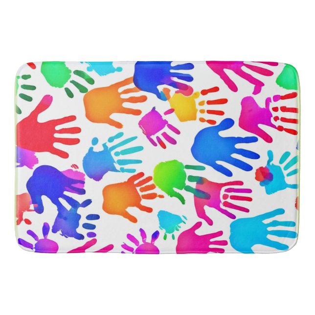 En värld av händer i färg badrumsmatta (Framsidan)