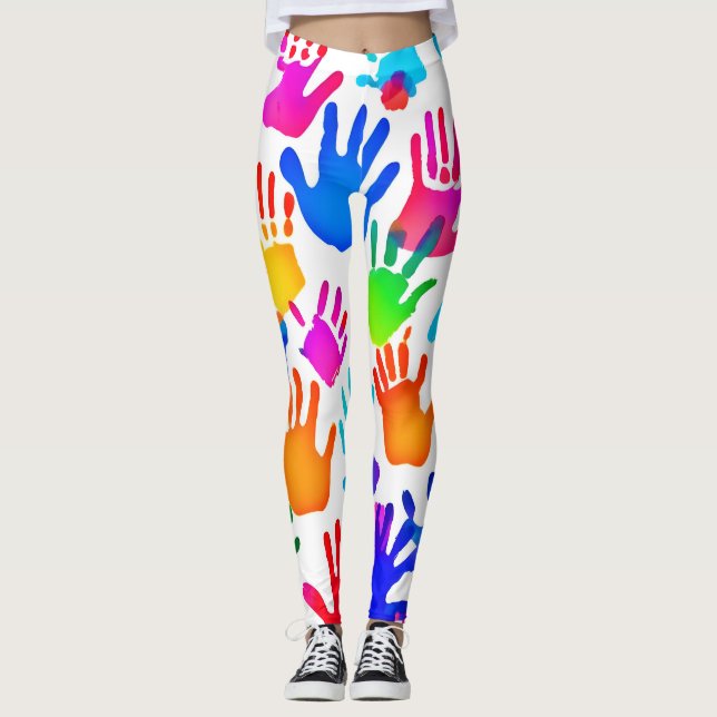 En värld av händer i färg leggings (Framsida)