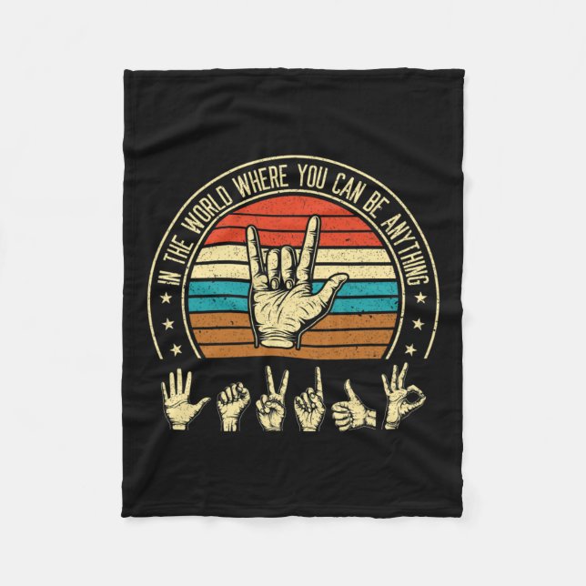 En värld där du kan vara Dövet Awareness (medvetan Fleecefilt (Framsidan)