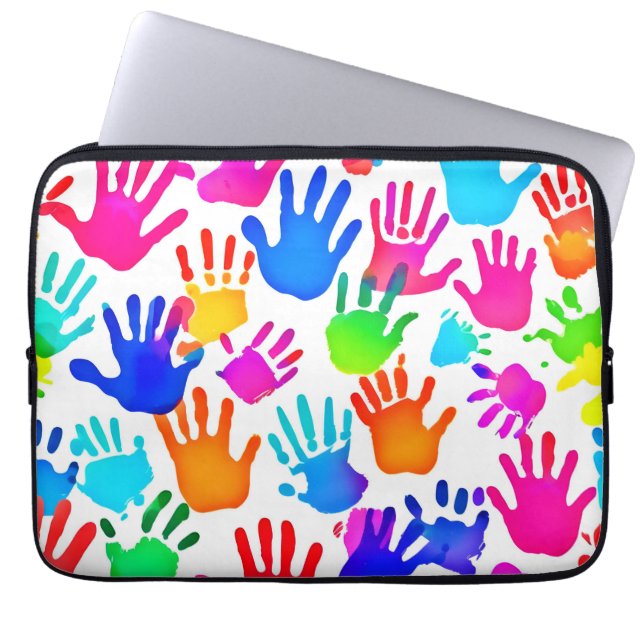 En värld i Händer i Färg Laptop Fodral (Framsidan)