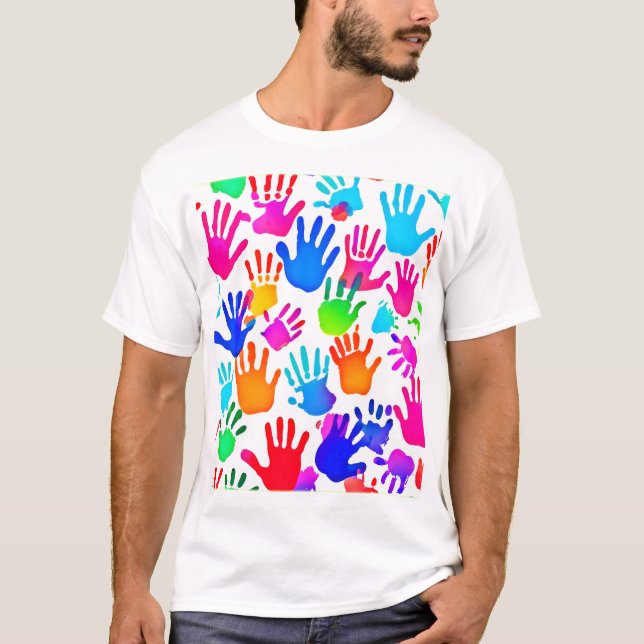 En värld i Händer i Färg T Shirt (Framsida)