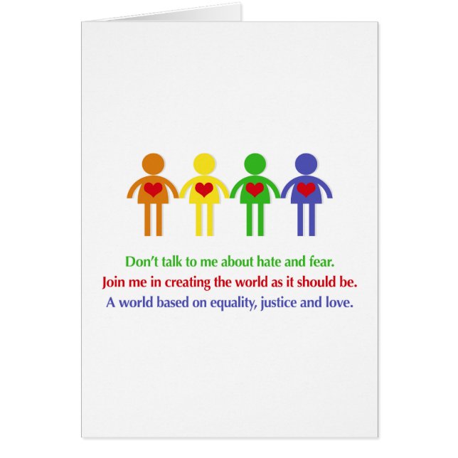 En värld med jämlikhet, rättvisa och Kärlek Hälsningskort (Framsidan)