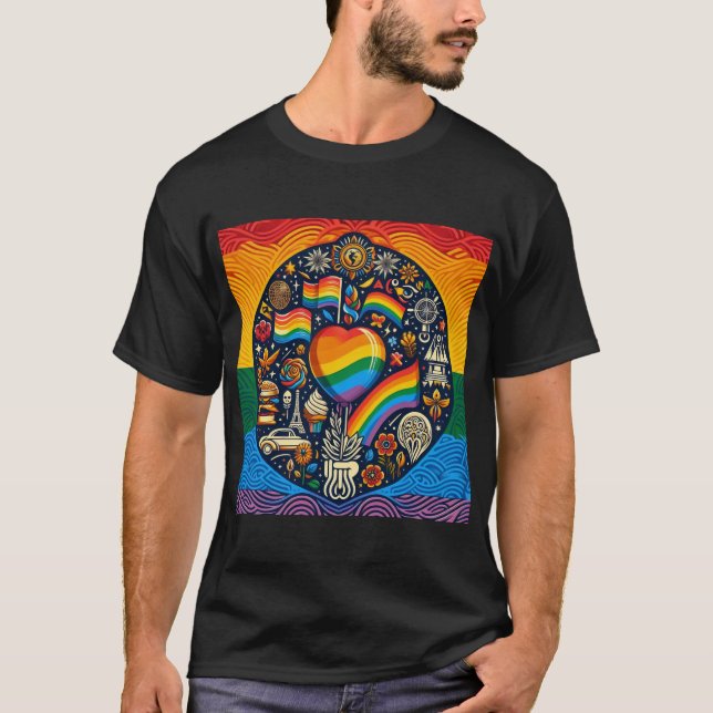 En värld med Pride-folkutskrift T-Shirt (Framsida)