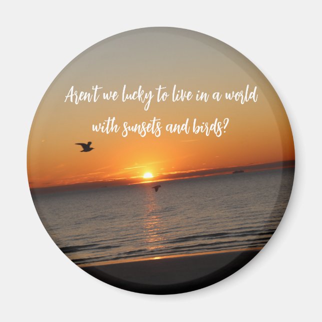 "En värld med solnedgångar och fåglar" Magnet (Framsidan)