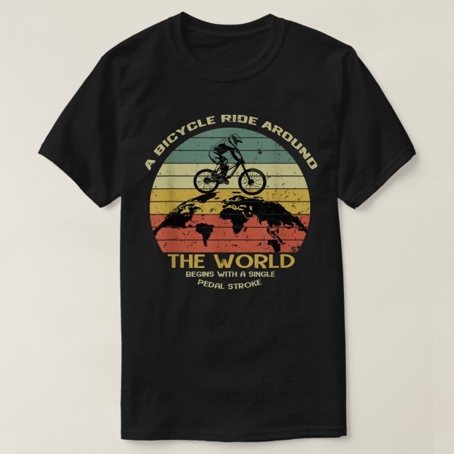 En Värld runt för cykelride börjar Biker Lov T Shirt (Design framsida)