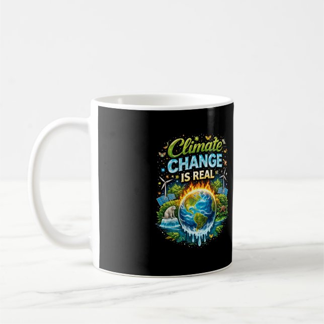 En värld som värms upp kaffemugg (Vänster)