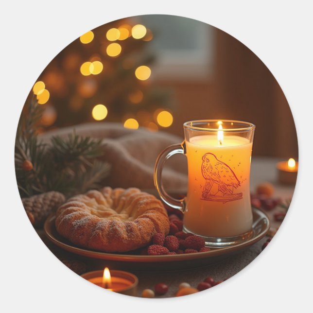 en varm jul runt klistermärke (Framsida)