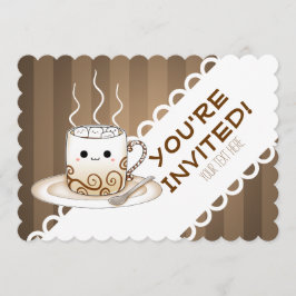 En varm kopp för gullig animestilkawaii av kakao inbjudningar