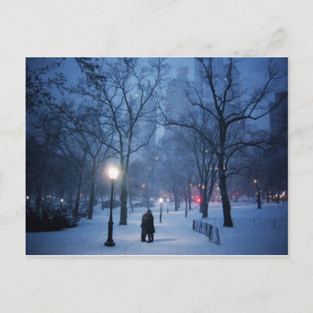 En varm kyss på en Kall kväll Vykort (Framsida)