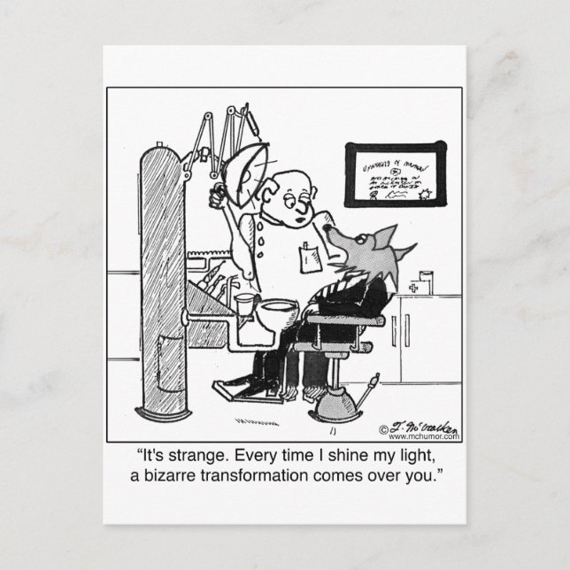 En varulv på dentisten vykort (Framsida)