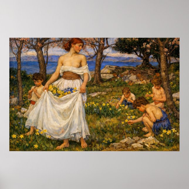 En vårvisa av John William Waterhouse Poster (Framsidan)