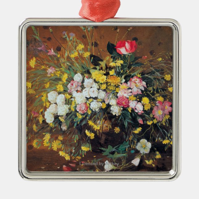 En vas av blommor julgransprydnad metall (Framsidan)