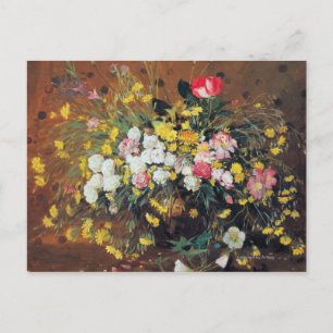 En vas av blommor vykort