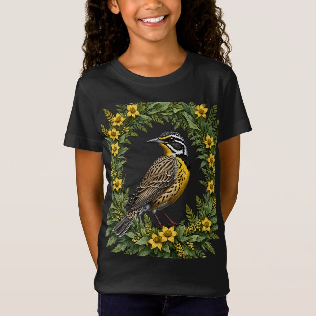 En västlig ängstrupssångare omgiven av oregontörne t shirt (Framsida)