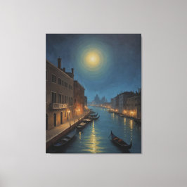 en vatten-kanal med båt och byggnad i baksidan canvastryck