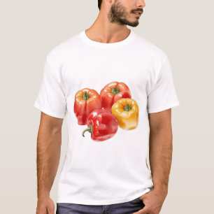 En vattenfärg Teckning av fyra Paprika-frukter T Shirt