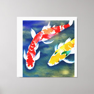 En vattenfärgning av koi Fish Canvastryck