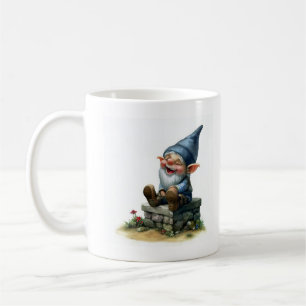 En vattenfärgsfärg på en Cute Lycklig Gnome Kaffemugg