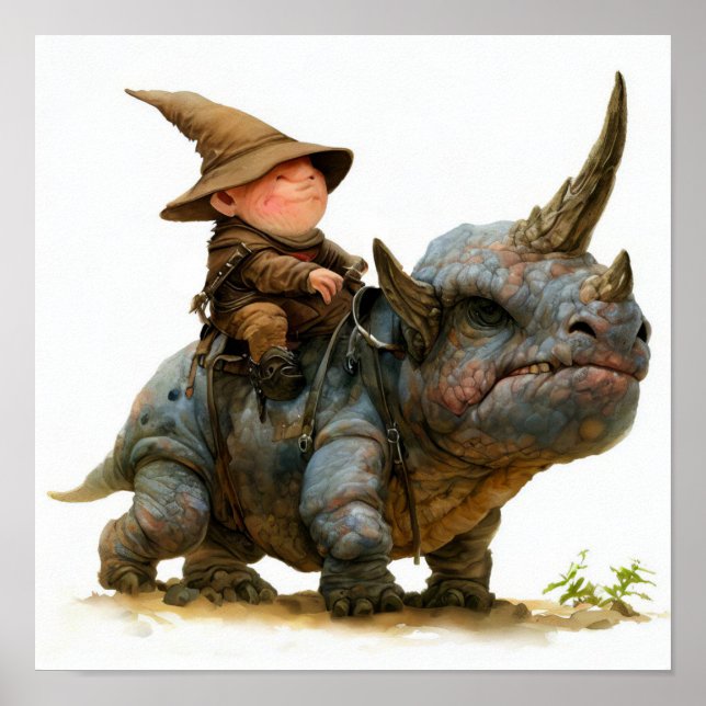 En vattenfärgsmålning av en blommig Warrior Elf Poster (Framsidan)