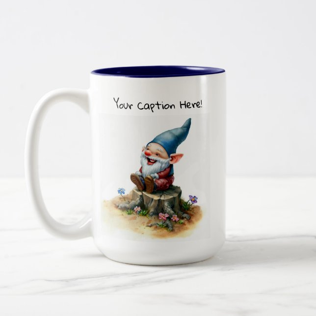 En vattenfärgsmålning av en Cute Gnome Två-Tonad Mugg (Vänster)