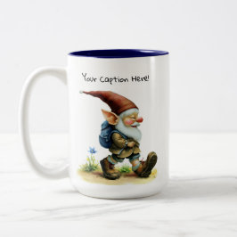 En vattenfärgsmålning av en Cute Gnome Två-Tonad Mugg