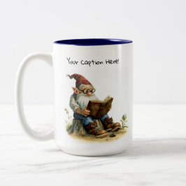 En vattenfärgsmålning av en Cute Gnome Två-Tonad Mugg