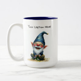 En vattenfärgsmålning av en Cute Gnome Två-Tonad Mugg