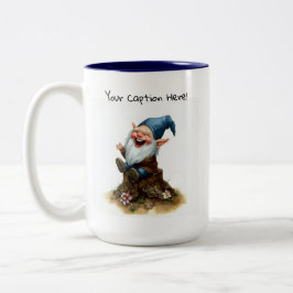 En vattenfärgsmålning av en Cute Gnome Två-Tonad Mugg